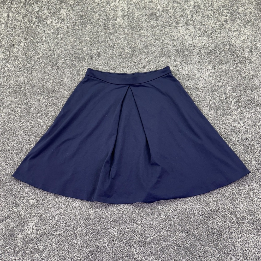 Adrienne Vittadini Skirt Womens M Blue A-Line Knit Pleated Knee Length Casual